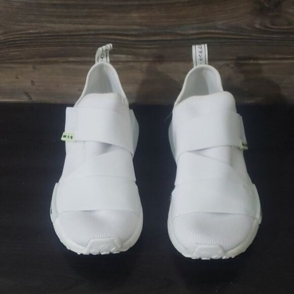 New Adidas NMD R1 Laceless Velcro White Running Sneakers - Picture 4 of 9